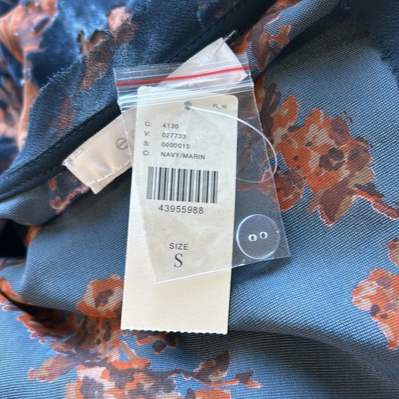 Anthropologie Eri and Ali Enya Velvet Burnout Wrap Dress Navy Blue Sz S NEW - Picture 12 of 14